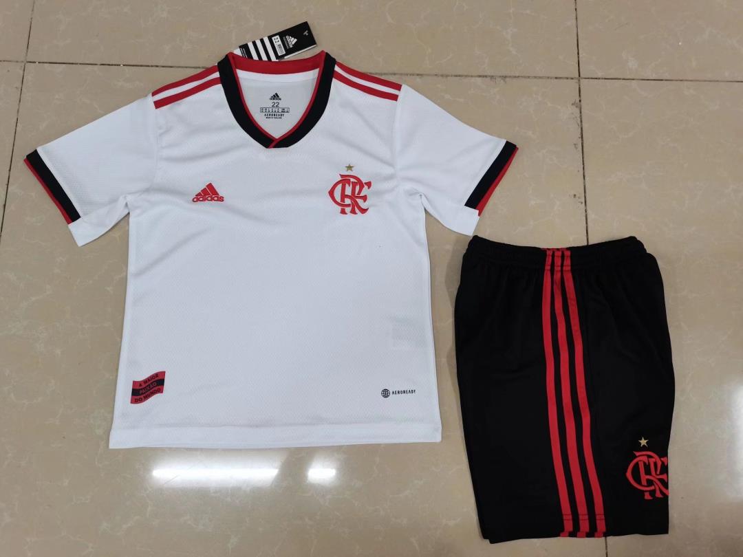Kids-Flamengo 22/23 Away White Soccer Jersey